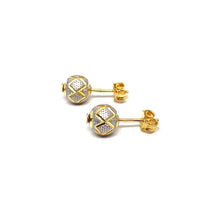 22k Gold Two-Tone Sand Ball Style Studs