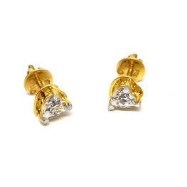 22k Gold Studs with Heart Shaped Zirconia