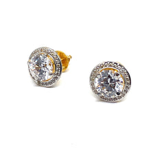 22k Gold Two-Tone Earrings/Studs with Zirconia