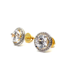 22k Gold Two-Tone Earrings/Studs with Zirconia