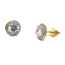 22k Gold Two-Tone Earrings/Studs with Zirconia