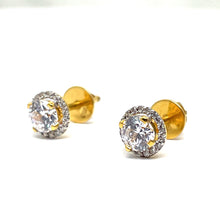 22k Gold Two-Tone Earrings/Studs with Zirconia