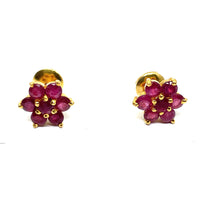 22k Floral Pattern with Ruby Studs/Earrings