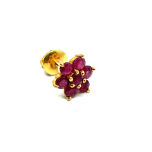 22k Floral Pattern with Ruby Studs/Earrings
