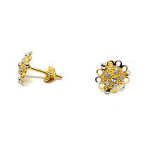 22k Traditional Two-Tone Gold Studs
