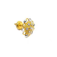 22k Traditional Two-Tone Gold Studs
