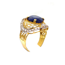 22K Gold Blue Sapphire Ring