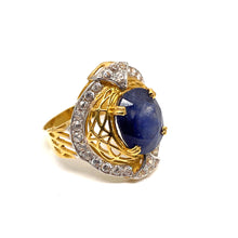 22K Gold Blue Sapphire Ring
