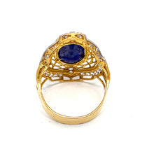 22K Gold Blue Sapphire Ring